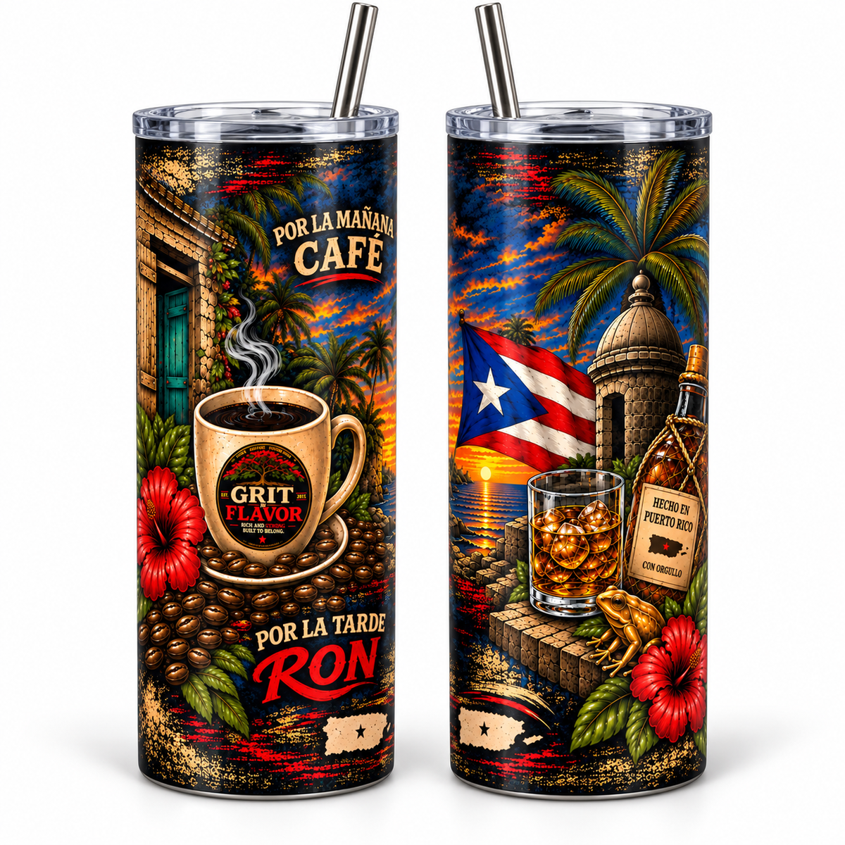 Por la Mañana Café, Por la Tarde Ron — Puerto Rican Tumbler