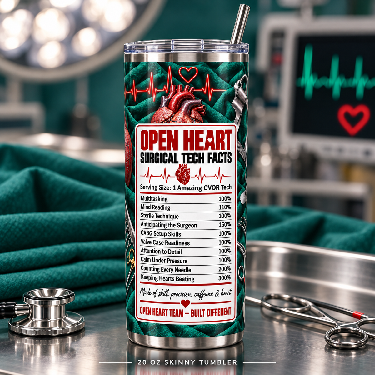 Open Heart Surgical Tech Facts Tumbler | 20 oz