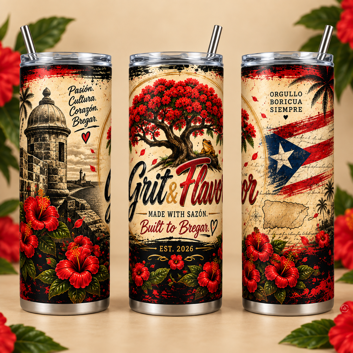 Grit & Flavor Puerto Rican Pride 20 oz Tumbler